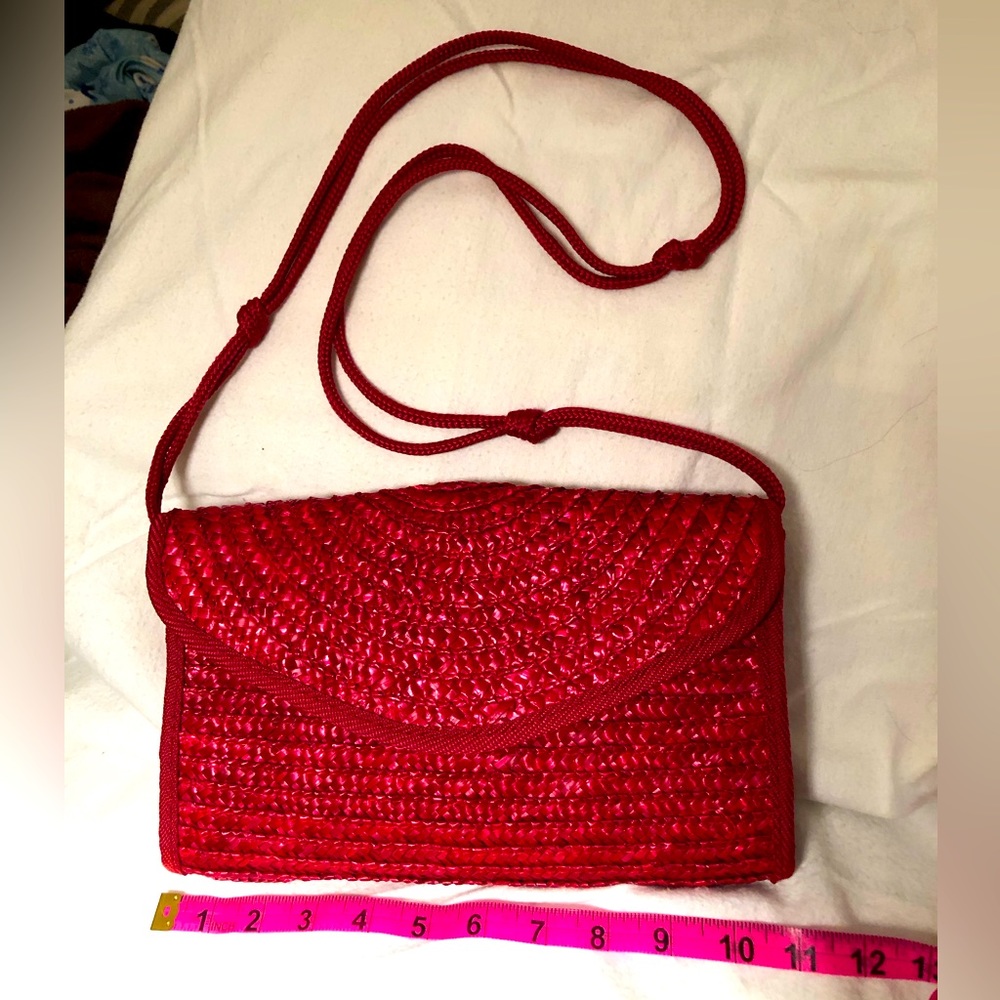 Croft & Barrow Red Straw Shoulder Purse